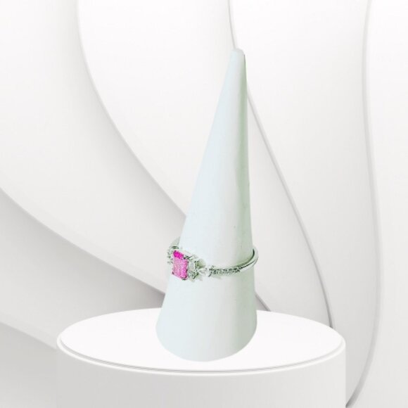 BP STERLING CLUB LAB CREATED ROSE ICE CRYSTAL RING (Size 8) - Picture 4 of 7